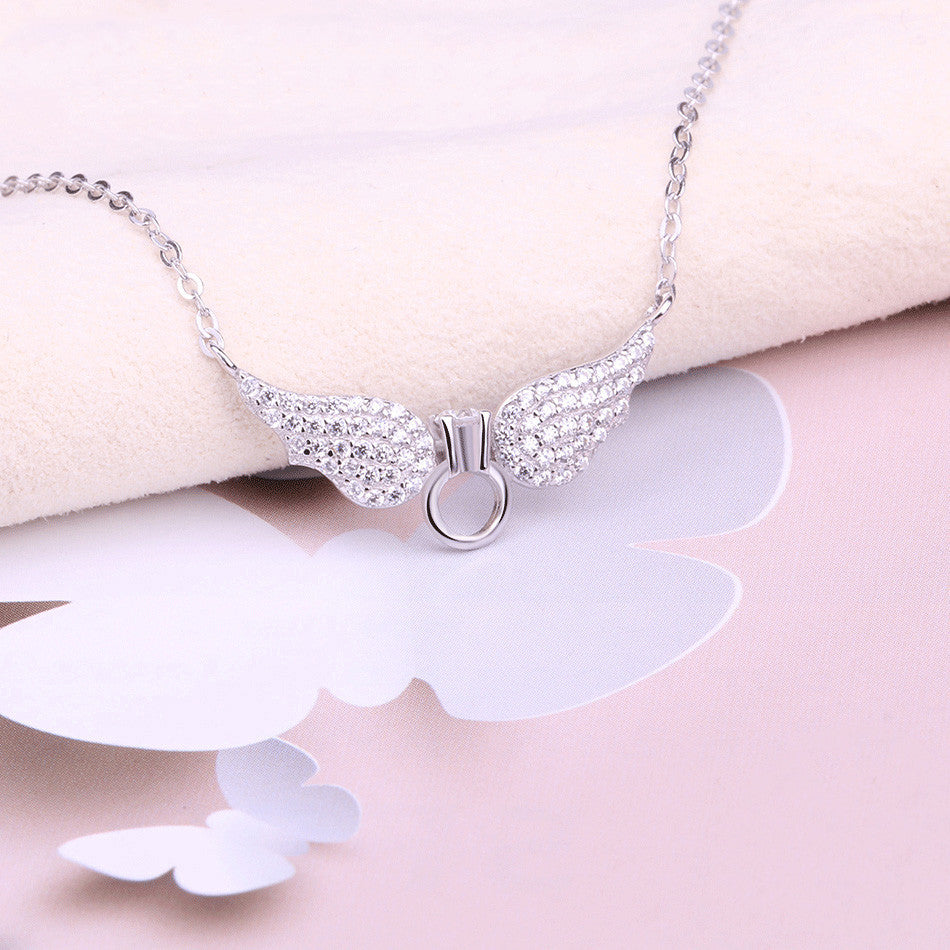 Elegant 925 Silver Angel Wing Necklace