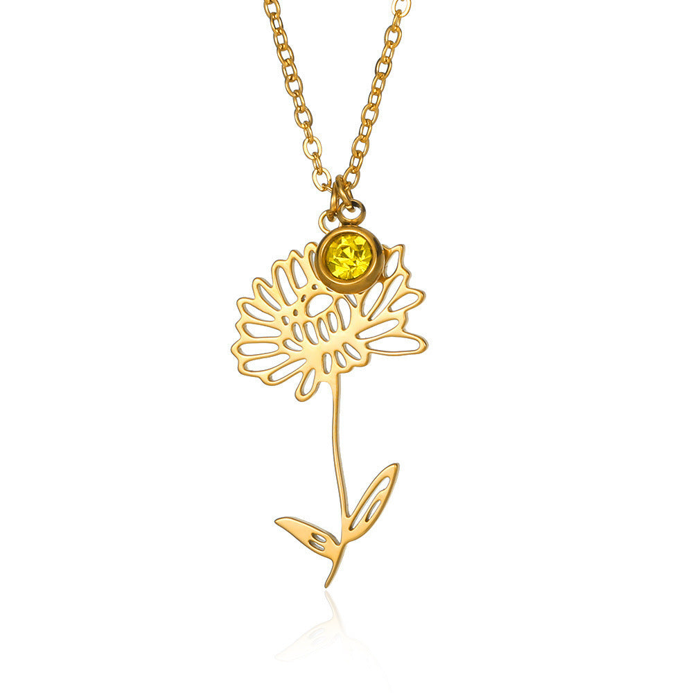 Vintage December Birthday Flower Necklace with Hollowed-Out Design