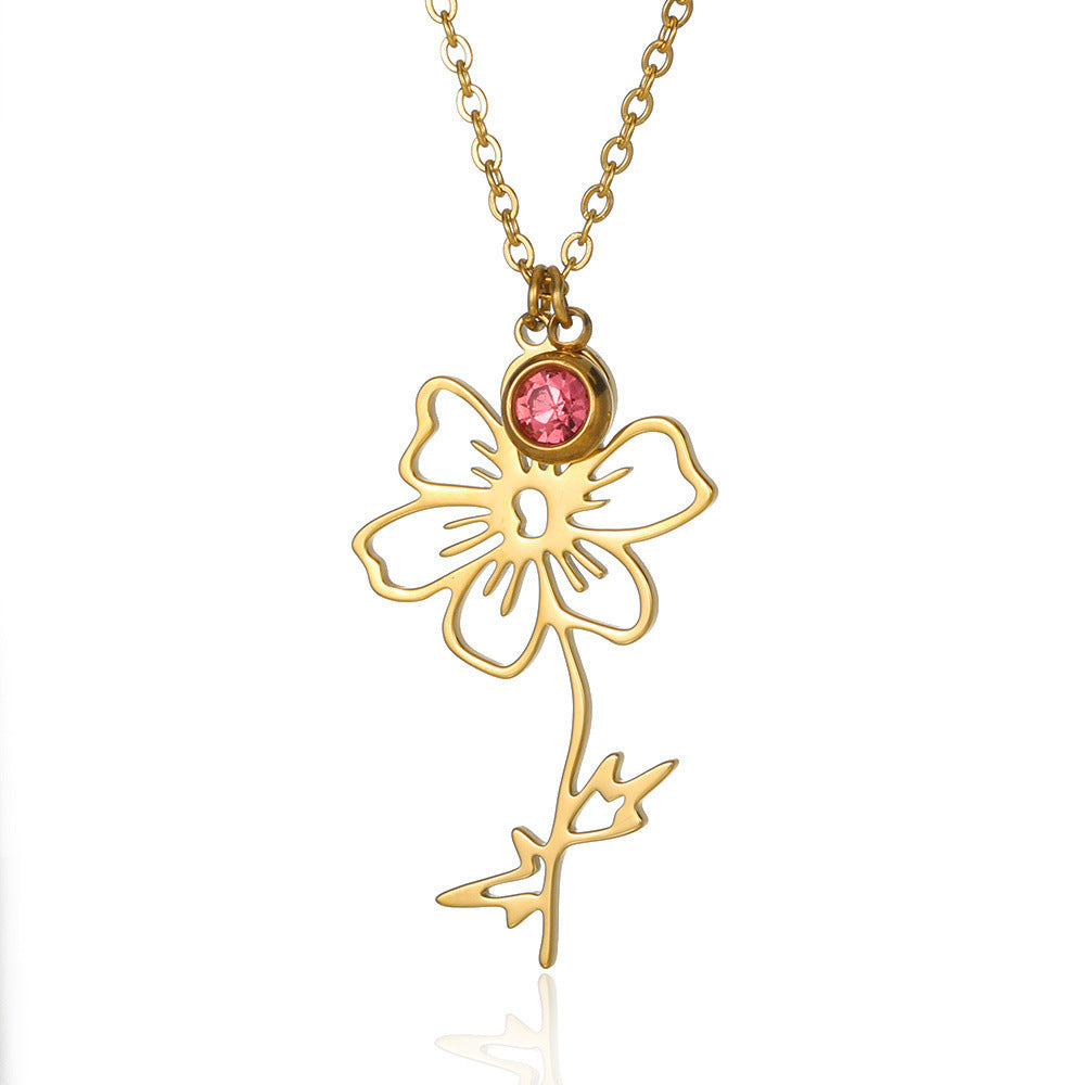 Vintage December Birthday Flower Necklace with Hollowed-Out Design