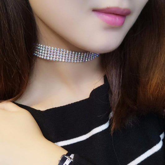 Crystal Rhinestone Choker Necklace - Elegant Wedding Jewelry