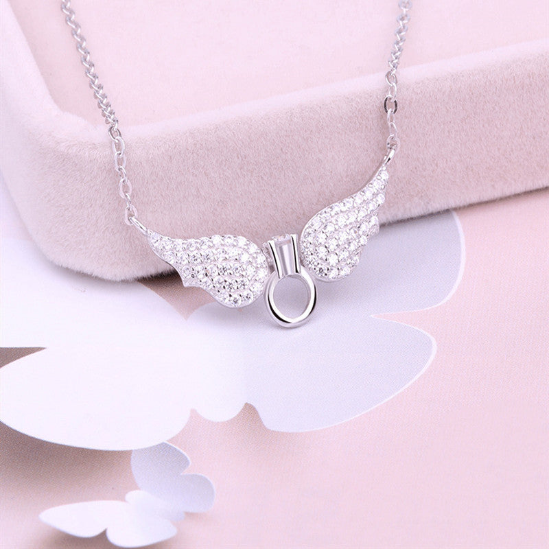 Elegant 925 Silver Angel Wing Necklace