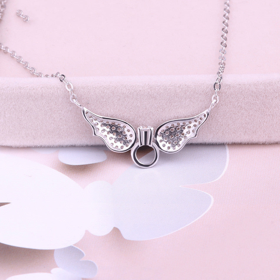 Elegant 925 Silver Angel Wing Necklace