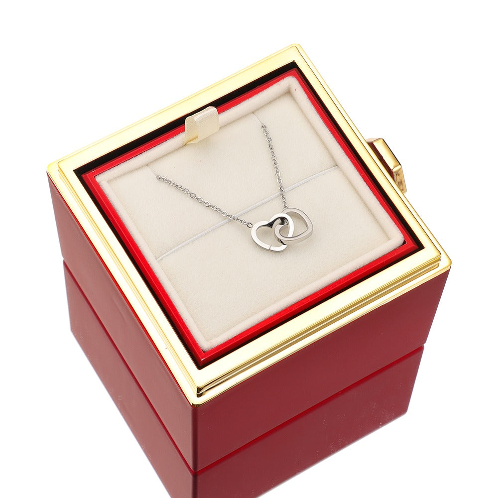 Eternal Rose Box with Engraved Necklace and Real Rose