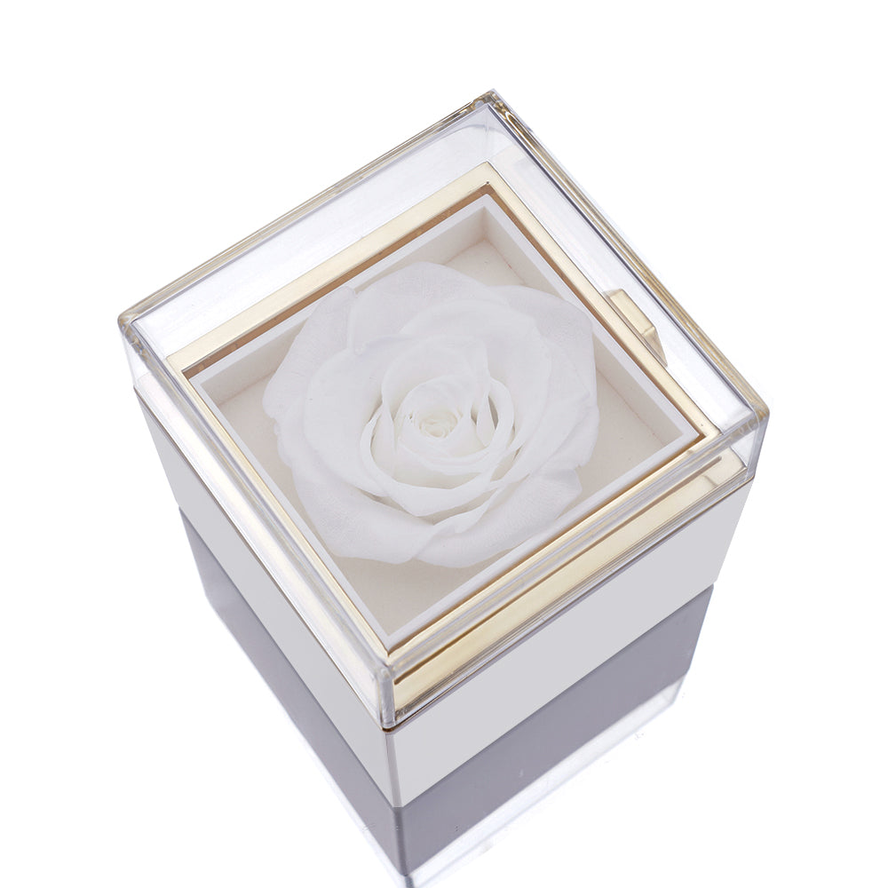 Eternal Rose Box with Engraved Necklace and Real Rose