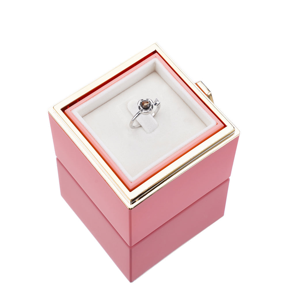 Eternal Rose Box with Projection Ring and Real Rose