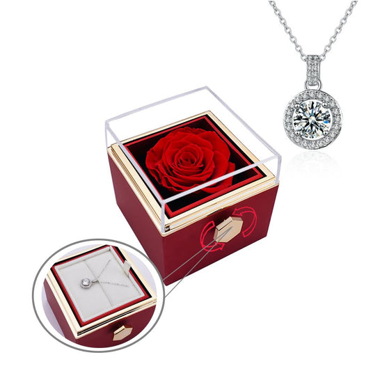 Eternal Rose Box with S925 Necklace and Real Rose