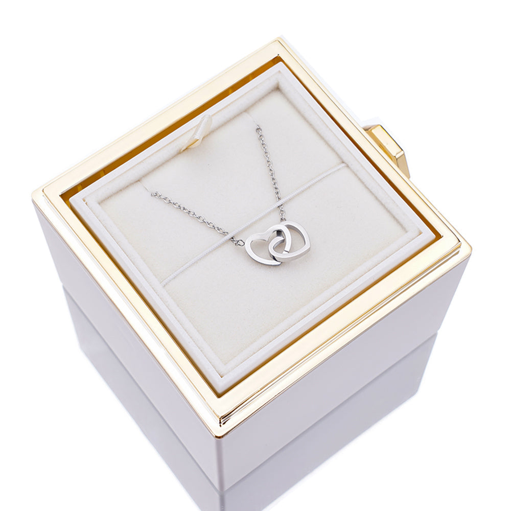 Eternal Rose Box with Engraved Necklace and Real Rose