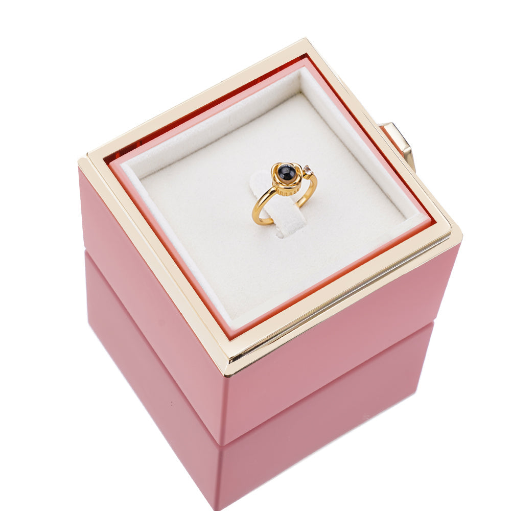 Eternal Rose Box with Projection Ring and Real Rose