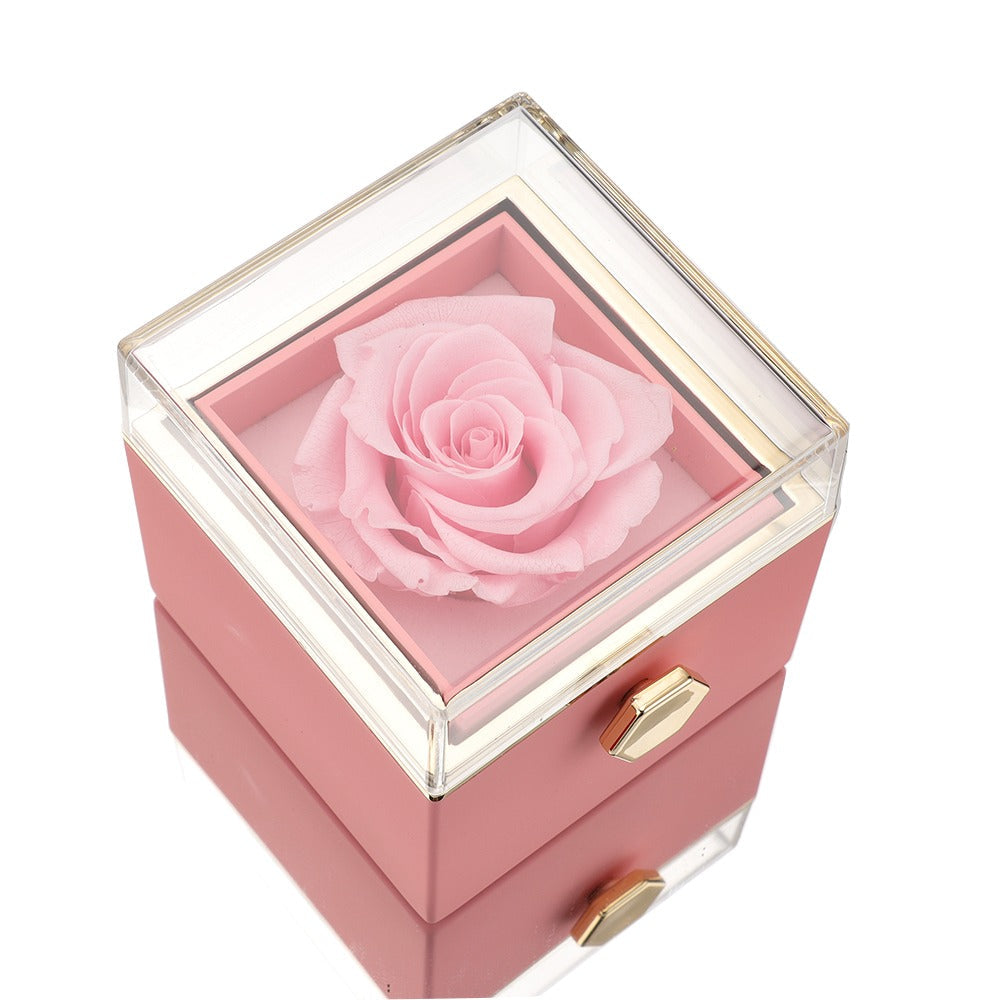 Eternal Rose Box with Engraved Necklace and Real Rose