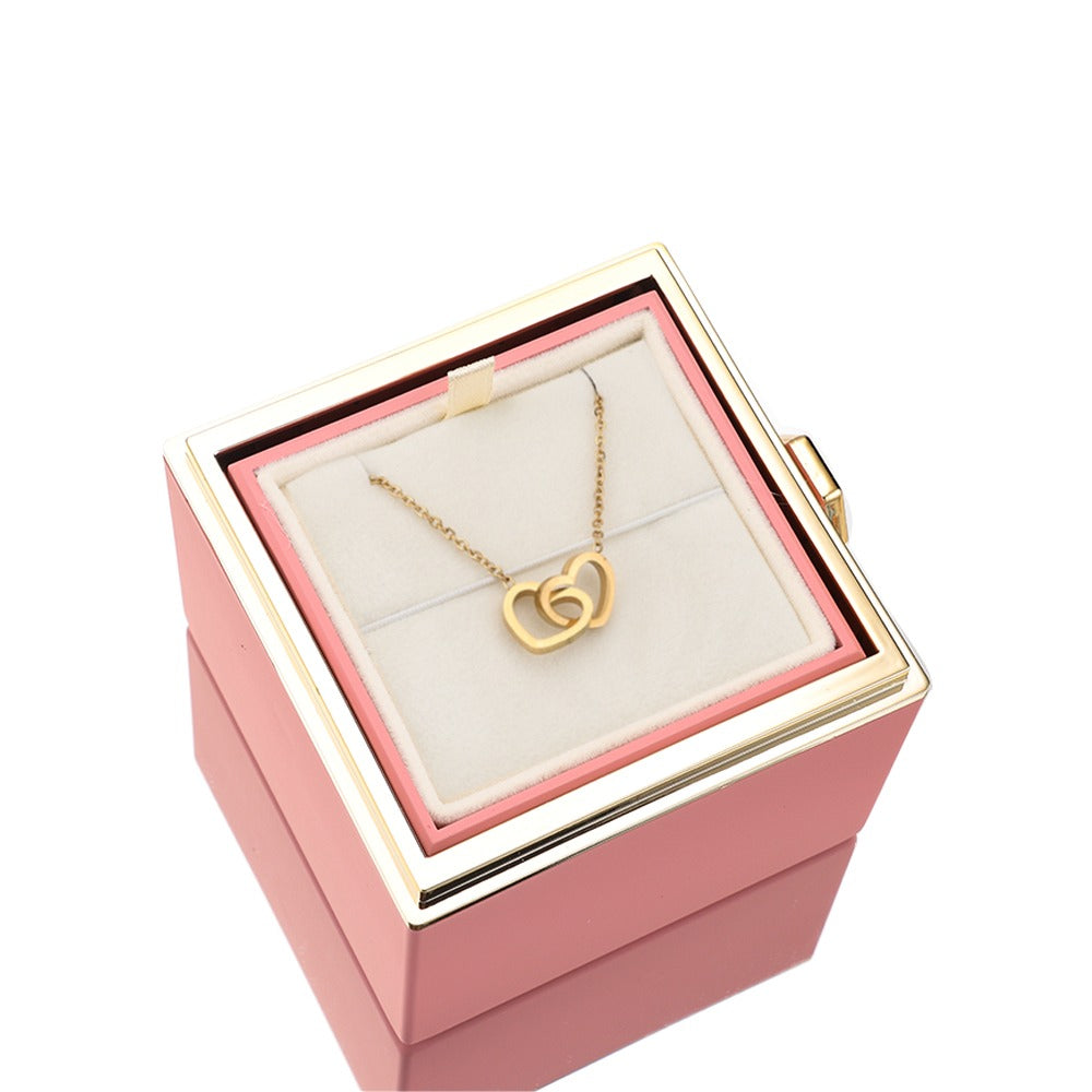 Eternal Rose Box with Engraved Necklace and Real Rose