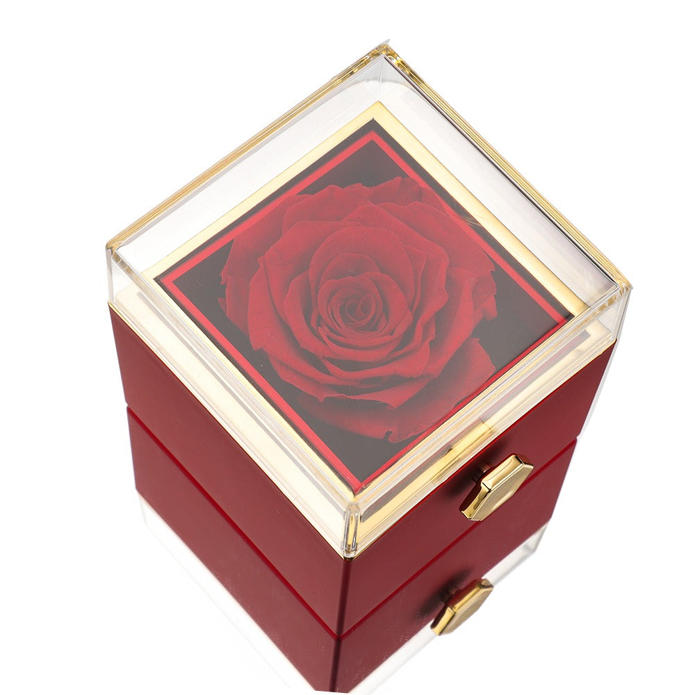 Eternal Rose Box with Projection Ring and Real Rose