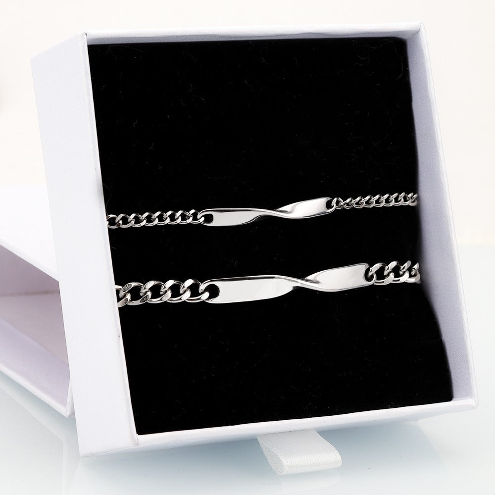 Infinity Engraved Bracelet Set