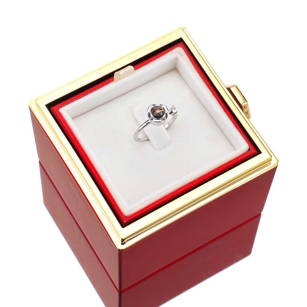 Eternal Rose Box with Projection Ring and Real Rose